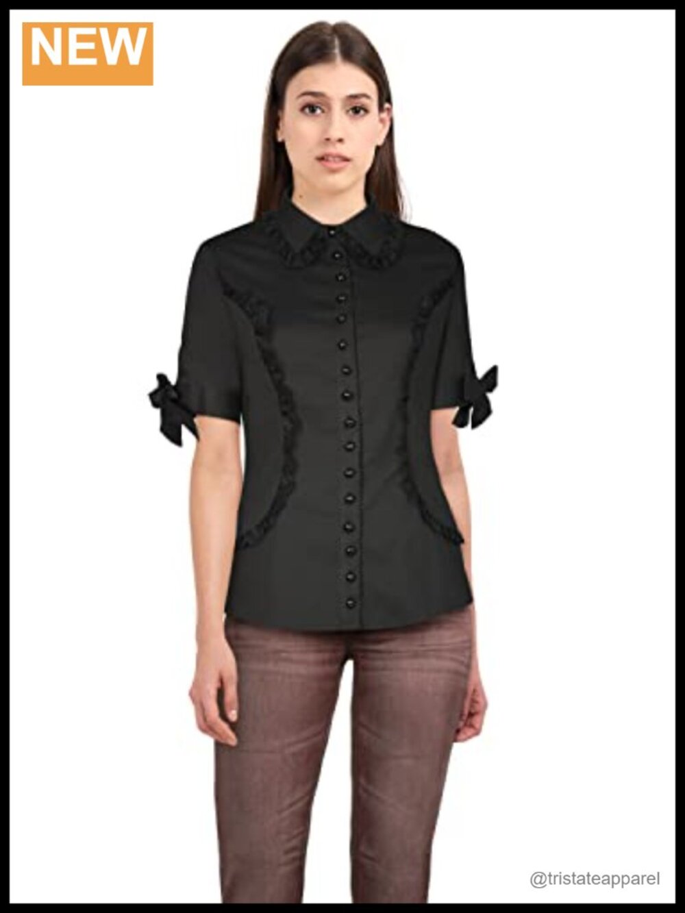 Lace Trim Cotton Spandex Women's Top Machine Wash